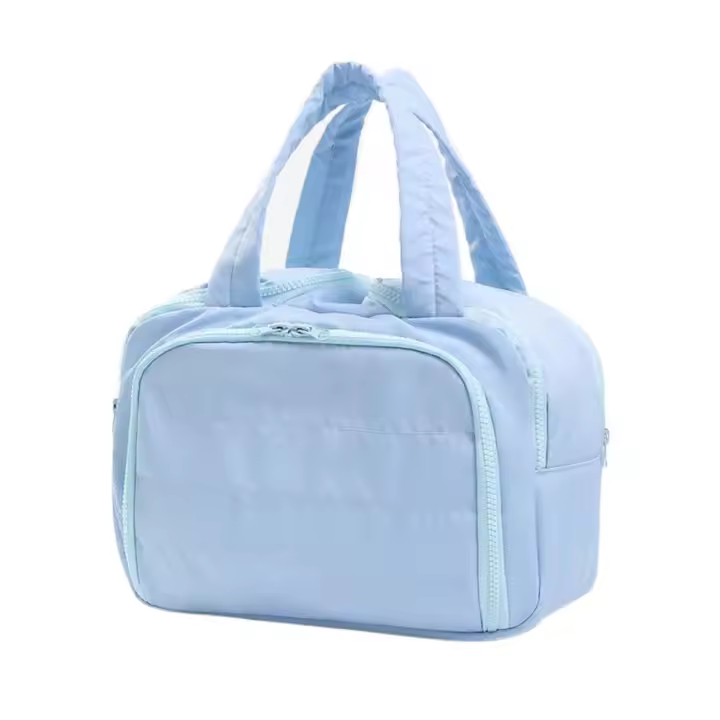 Bolsa de lavado Kawaii, bolsa de cosméticos de Color sólido, bolsa de aseo portátil de algodón PVC, bolsa de maquillaje impresa de estilo coreano, bolsa de almacenamiento - 1