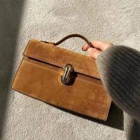 SAVETTE Symmetry Pochette Tote Bolsos de calidad con asa para mujer, bolso sencillo de gamuza de cuero genuino de Color sólido, bolso cuadrado, mochila de lujo de alta gama - details 2