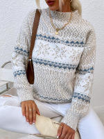 Suéter cálido de punto para mujer, jersey de cuello medio alto, copo de nieve, otoño e invierno, 2023 - details 14