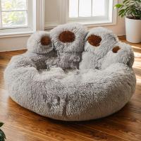 Cama de perro de lujo pata en forma de felpa perro estera, cama para mascotas para perros pequeños medianos y grandes, suministros gatito, perro mascota calmante cama, estera lavable - details 0