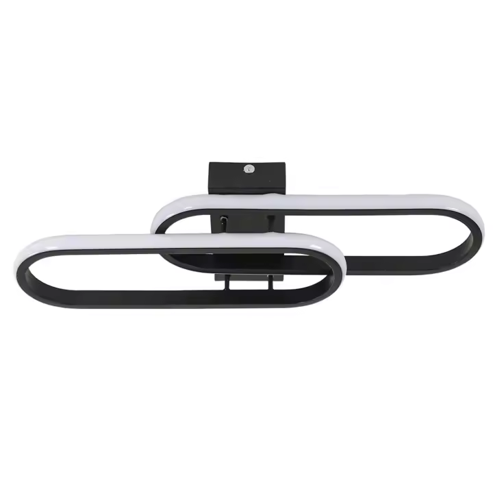 LED Plafón de Techo Negra Moderna 32W GOECO, 3000-6500K Regulable con Control Remoto, 55x17x8cm - 1