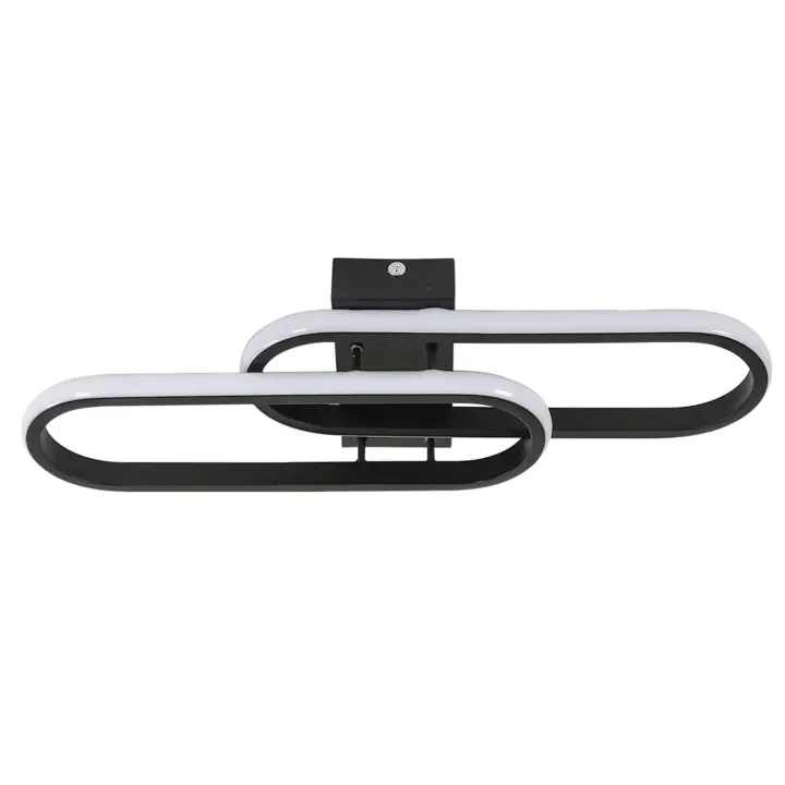 LED Plafón de Techo Negra Moderna 32W GOECO, 3000-6500K Regulable con Control Remoto, 55x17x8cm - 1