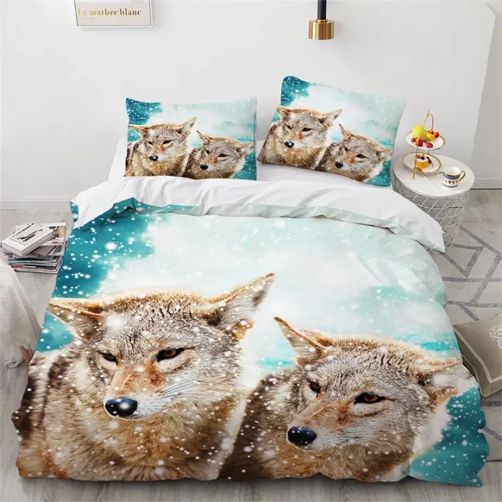 Funda de edredón 3D Lobo Juego de funda nórdica Animal Impreso Individual Doble Completo Queen King Juegos de cama Euro Ropa de cama Fundas de almohada para niños Niño - 1