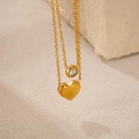 Collar de corazón de acero inoxidable de doble capa para mujer - Gargantilla de moda minimalista con diseño único - details 3