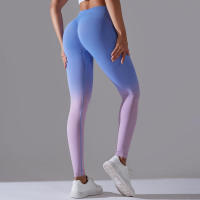 Yoga degradado para mujer, leggings de gimnasio de cintura alta, pantalones deportivos sin costuras, pantalones de entrenamiento para correr - details 35