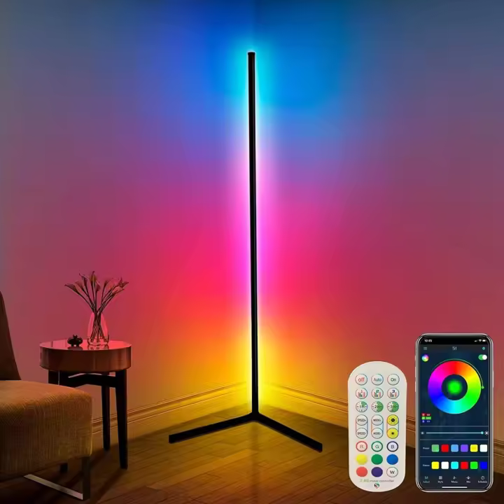 Lámpara de Pie LED, 165cm Lámpara de Pie Regulable RGB con Remoto y APP, 16 Millones de Colores, Sincronización Musical y Temporizador, DIY para Sala de Estar, Dormitorio, Sala de Juegos - 1