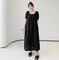 Vestido largo informal elegante para verano, novedad de 2024, vestido largo holgado de talla grande, holgado, adelgazante, de manga corta, falda acampanada a la moda - details 21