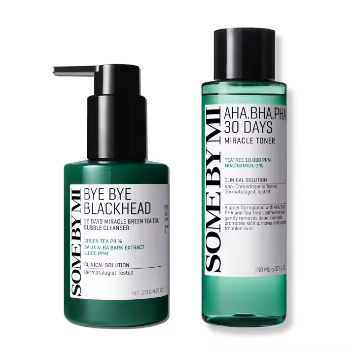 SOME BY MI AHA BHA PHA Tónico + Bye Blackhead 30 días Miracle Green Tea Tox Bubble Cleanser - 1