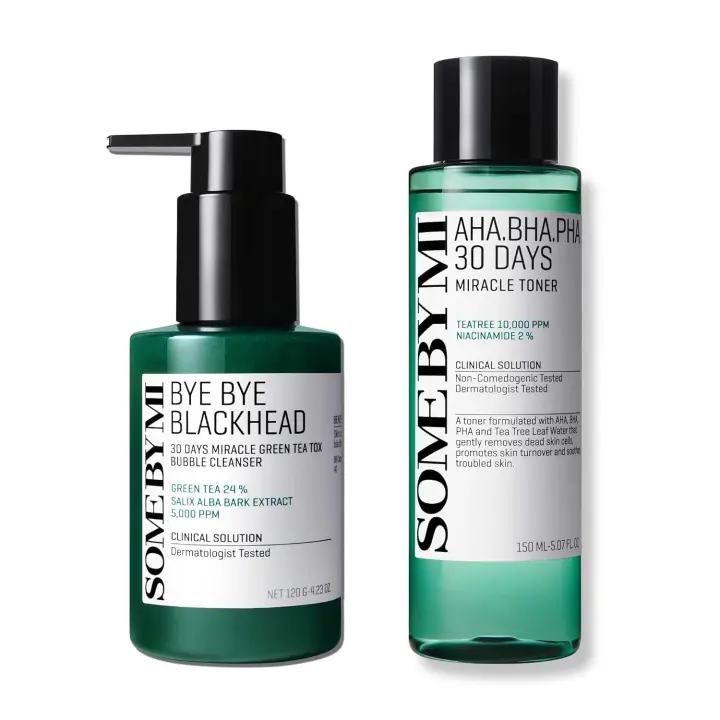 SOME BY MI AHA BHA PHA Tónico + Bye Blackhead 30 días Miracle Green Tea Tox Bubble Cleanser - 1