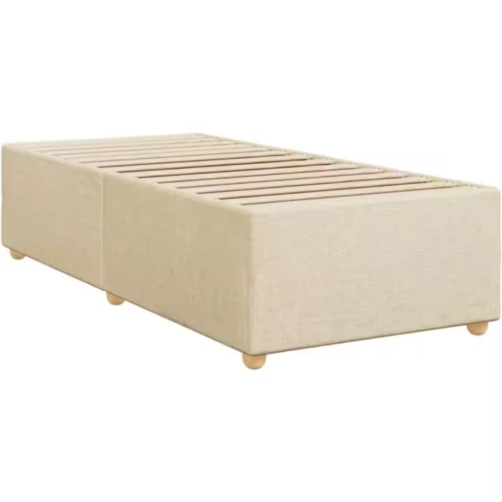 Estructura de cama sin colchón tela crema - 1