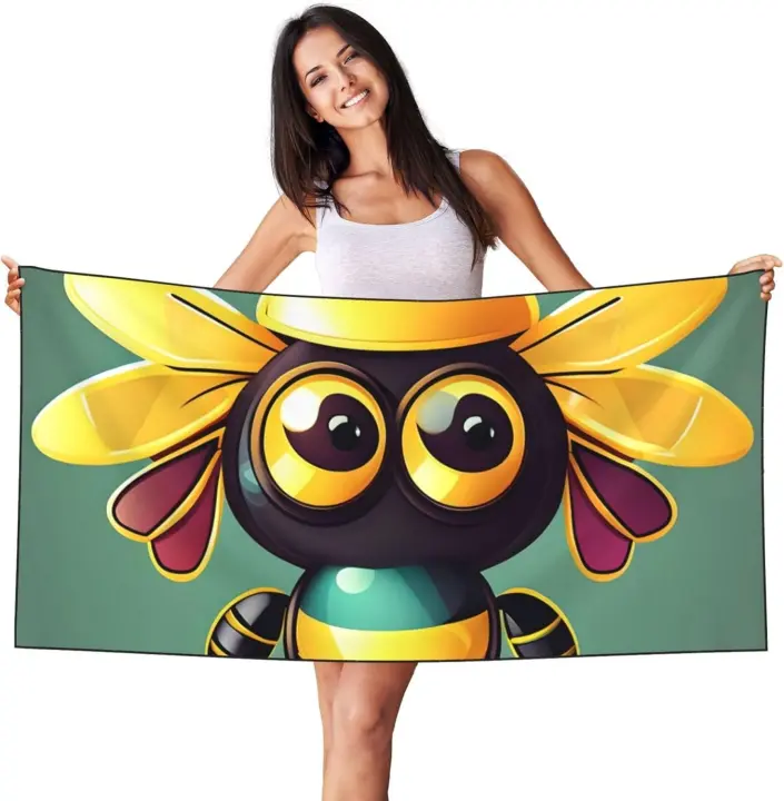 Toalla de Playa con Estampado de Abeja de Dibujos Animados BUON Alta Absorción de Agua, Diseño de Rizos, Varios Colores - 1
