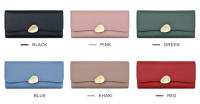 Cartera de cuero simple para mujer, billetera larga de cuero negro, verde y rojo, tarjetero para niñas - details 2