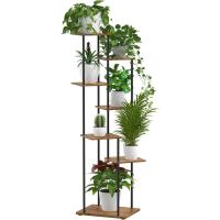 8 Niveles 131cm Estante para Plantas de Madera y Metal Estante de Esquina para Múltiples Macetas Soporte para Plantas Interior Adecuado para Exterior, Balcón, Sala, Oficina, Negro - details 6