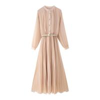 Vestido midi plisado con cinturón de moda para mujer estilo nuevo 3897/096/713 - details 0