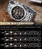 Reloj informal versátil de lujo para hombre, reloj de cuarzo resistente al agua con pantalla luminosa y banda de acero inoxidable - details 9