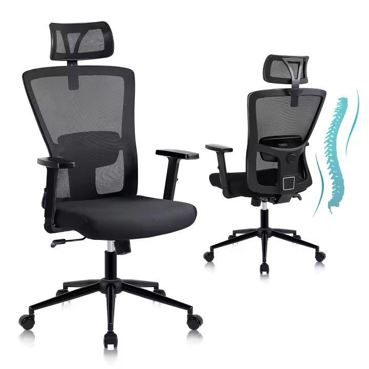 Silla Escritorio Ergonómica, Silla Oficina con Reposacabezas y Reposabrazos Ajustables, Sillas Escritorio con Soporte Lumbar, Silla Ergonómica Escritorio para Oficina - 1