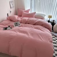 Juego de cama de algodón liso con sábanas, funda nórdica, funda de almohada, sábana individual para pareja, tamaño King y Queen - details 5