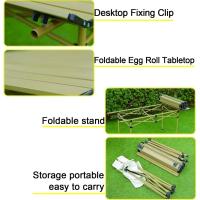 Mesa Plegable para Acampar al Aire Libre con Laterales Plegables con Acabado de vetas de Madera, 3 Alturas Ajustables, Ideal para Interiores, Patios, Barbacoas, Patios, Playas - details 4