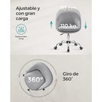Giratoria Algodón y Lino, Escritorio, Acolchada Espuma, Altura Ajustable, Estudio, Dormitorio, Gris Paloma - details 5