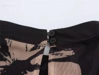 Otoño nueva malla con estampado floral para mujer, vestido de vacaciones con cuello redondo y mangas acampanadas de talla grande - details 6