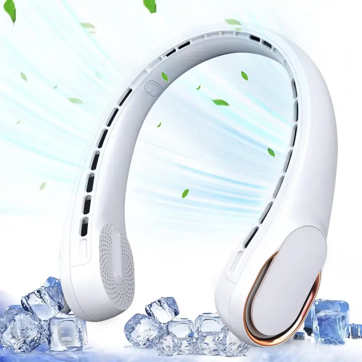 Ventilador de cuello sin aspas, recargable de 4000 mAh, 3 velocidades ajustables, enfriamiento rápido, ultra silencioso, ideal para el hogar, la oficina, viajes y deportes. - 1