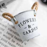 Cubo de flores decorativas con letras creativas de hierro Retro, hierba de Metal resistente a la corrosión para plantas artificiales - details 1