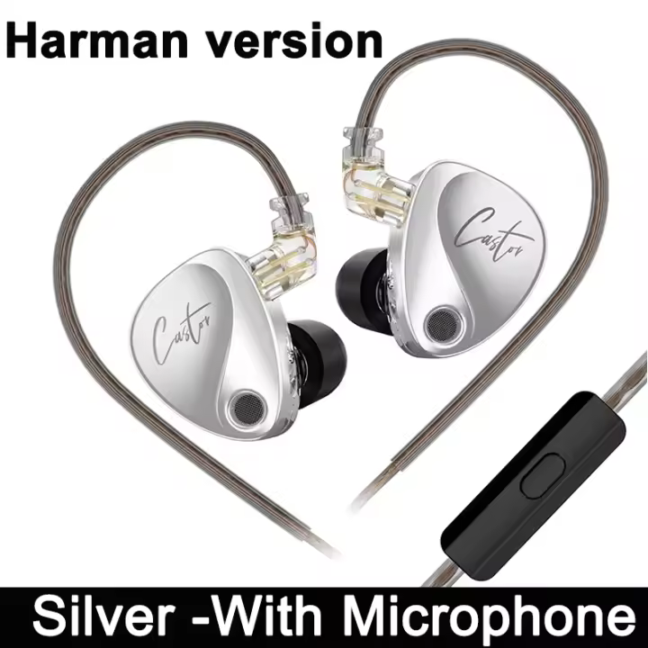 Original KZ-Castor Wired Earphones In-Ear AUX3.5mm  Dual Dynamic HIFI Adjustable Bass Noise Cancelling For Music Sport Game - 1