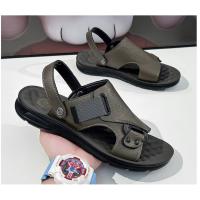Sandalias de cuero para hombre, zapatos suaves de playa y exterior, planos, color negro, para jardín, 2024 - details 19