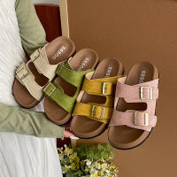 Verde retro plataforma de aumento de altura una sola palabra zapatillas para las mujeres verano exterior 2025 nuevo antideslizante suave suela bocken cool slippers. - details 4