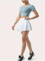 Falda De Tenis Con Shorts Para Mujer Verano Mini Falda Sin Bolsillos Stretch Fluído Skort Outfit Deportivo Para Niñas Balletcore - details 5