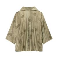 BUNO-Conjunto de camisa y pantalones de Jacquard para mujer, traje informal de media manga con solapa y botones, pantalones de pierna ancha, ropa de calle de verano - details 14