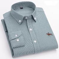 Camisas de caballo bordadas para hombre, ropa de calle de gran tamaño, 2025 algodón, Oxford, informal, manga larga, talla grande, 100% - details 24