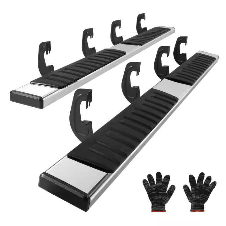 SucceBuy Barras de paso de 6", estribos para Chevy Silverado/GMC Sierra 1500 Crew Cab 2007-2018, 2019 2500HD/3500HD/1500 LD, barras Nerf de acero inoxidable 201, capacidad de 500 libras, 2 piezas - 1
