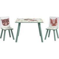 Juego de Muebles para Niños Pequeños Conjunto de Mesa y Sillas en Verde y Blanco para Dormitorio y Sala de Juegos Adecuado para Niños de 3-8 Años - details 0