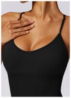 Mono de Yoga para Mujer Kailuoka Sexy Fitness Romper Sin Mangas y Espalda Disfraz Deportivo Corto en Color Sólido para Otoño e Invierno Material Exterior de Nylon - details 6