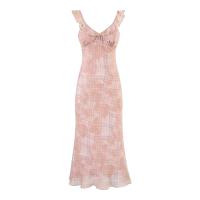 Vestido de Gasa de Verano Retro Francés Cuello en V, Manga Volante, Borde de Falda Larga y Versátil - details 1