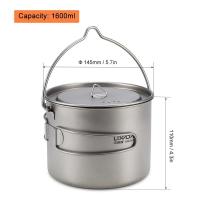 Lixada - maceta colgante portátil de titanio ultraligera, 900 ml/1600 ml, con asa plegable con tapa, utilizada para acampar al aire libre, hacer senderismo, - details 27