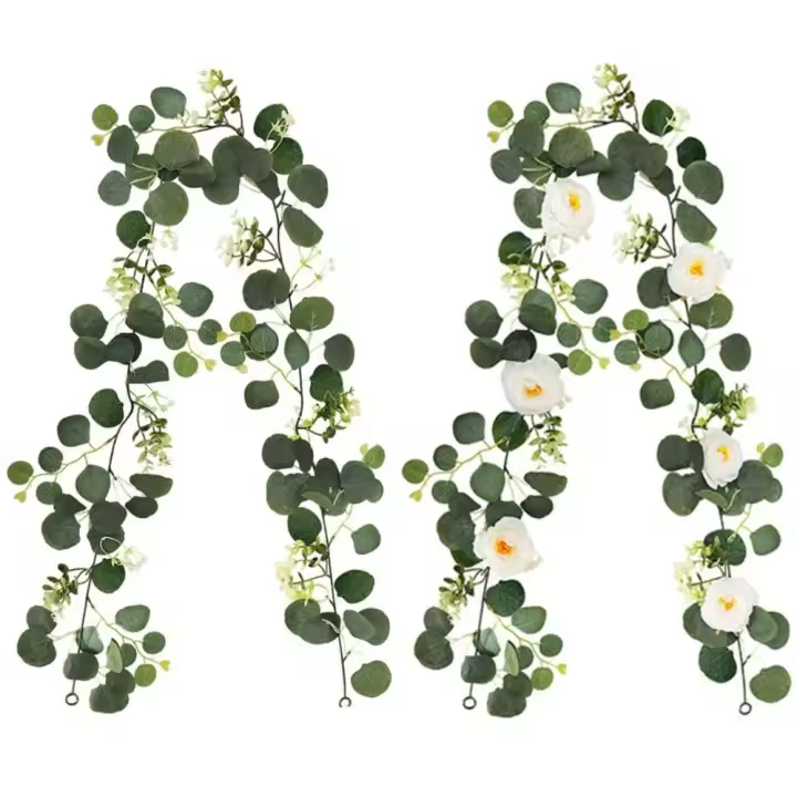 Vides artificiales realistas verdes, guirnalda realista de 180cm, plantas colgantes, hojas de eucalipto falsas exquisitas y duraderas para el hogar - 1