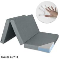 Colchón plegable viscoelástico con cierre y asa 120 x 190 x 10 cm con espuma D25 extra firme en loneta premium gris para furgonetas, viajes o invitados - details 4