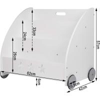 4 Ruedas y 3 Estantes Pequeños Librero Infantil para Habitación Organizador Multiusos Estante Mini Libreria Gris Maram - details 9