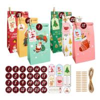 Calendario de Adviento para rellenar , con 24 bolsas y pegatinas de números, clips, cordel - details 12
