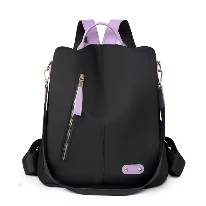 Mochila antirrobo negra para mujer, morral sencillo a la moda, informal, pequeña, impermeable, para viaje - 1