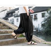 pantalones de marca al aire libre para hombres Lce seda dragón flor oscura bombachos sueltos pantalones casuales de pierna ancha de alta calidad para hombre - details 9