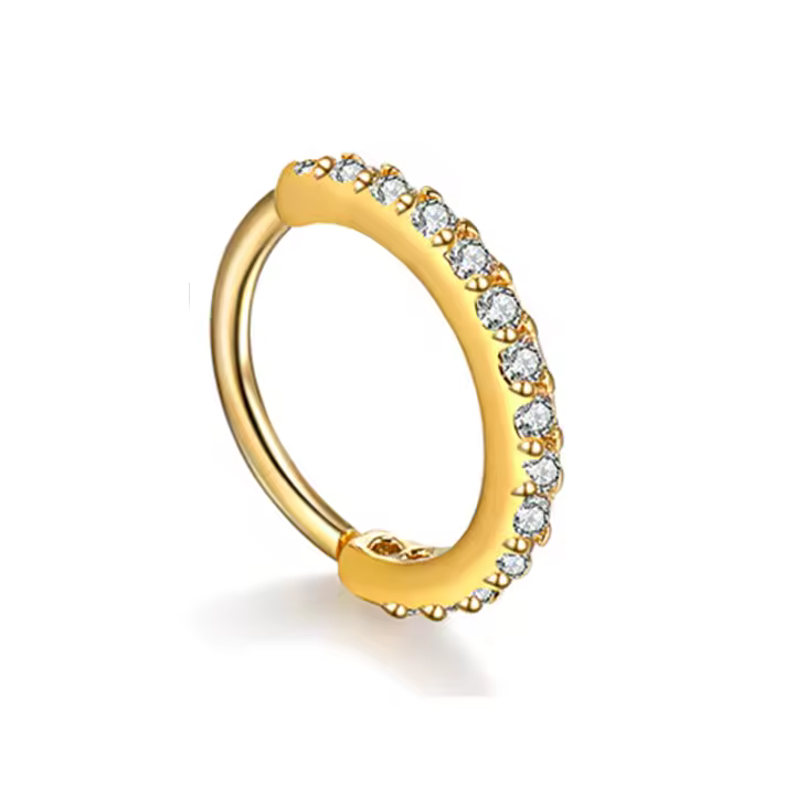 Piercing de aro de circonita transparente, 2 piezas, 0,8X6/8mm, pequeño, para tabique - 1