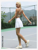 Falda de tenis de melocotón móvil para mujer, falda de Yoga de golf, Falda plisada ligera de tiro alto, falda de bádminton con bolsillos AKC - details 1