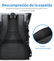 Mochila informal con tapa para hombre, mochila de gran capacidad, puede sostener baloncesto, con separación húmeda y seca - details 4