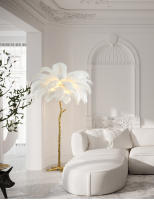 Lámpara de pie con plumas, luminaria moderna para sala de estar, restaurante, oficina, dormitorio, decoración de plumas - details 9
