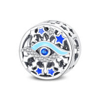 Abalorio DIY Ojo de Asilo plateado para mujer, joyería de cumpleaños, pulsera con piedra de circón principal y Material metálico - details 23
