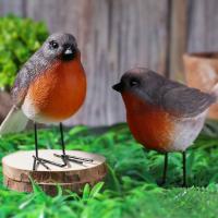 Estatua de pájaro Robin de estilo nórdico duradera, estatuas de pájaros de jardín hechas a mano, adorno de resina para patio, jardín de hadas - details 5