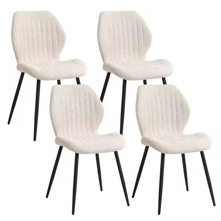 EGOONM-sillas acolchadas tapizadas para comedor, asientos de tela de lino con patas de Metal para balcón, restaurante, cafetería, hogar y habitación, 4 unidades - 1